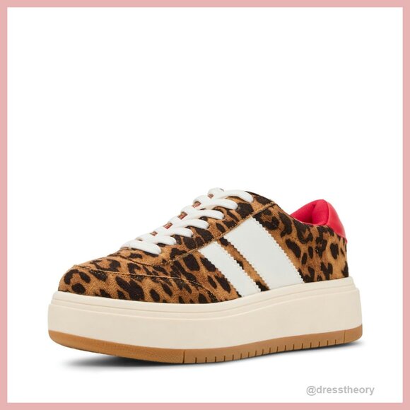 Shoes - Platform Fashion Sneakers, Low-Top Striped Design, Manmade Materials